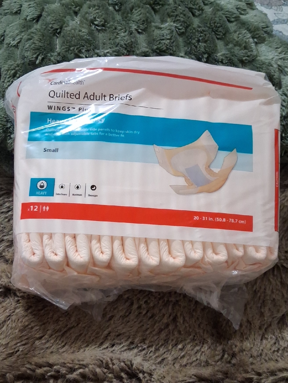 Heavy Absorbency Quilted Briefs - White with Teal and Red Accents